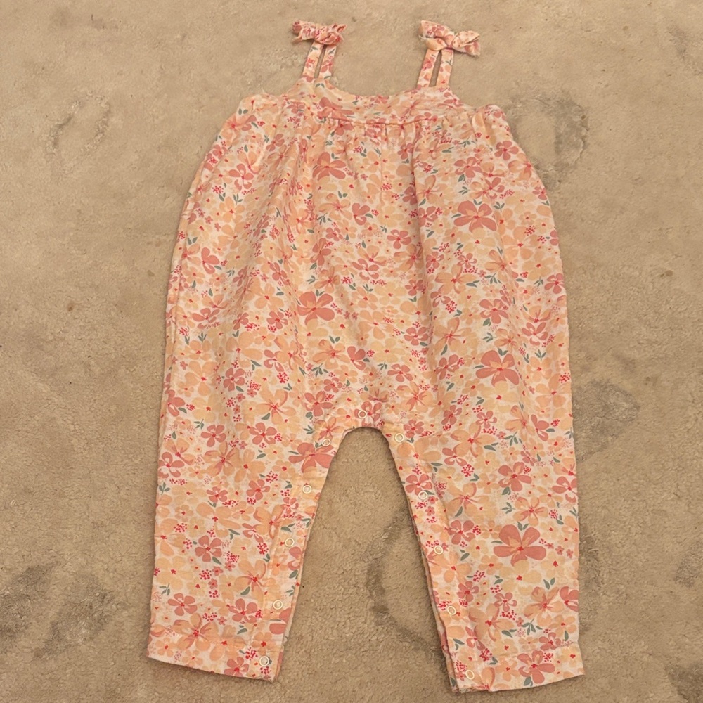 Floral Baby Romper with Bow Straps 18 Months